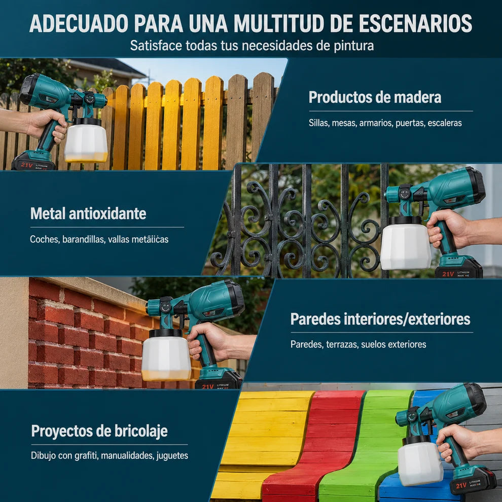 SprayMaster PRO™ Pistola de Pintura Eléctrica Inalámbrica 21V | 2 Baterías Incluidas