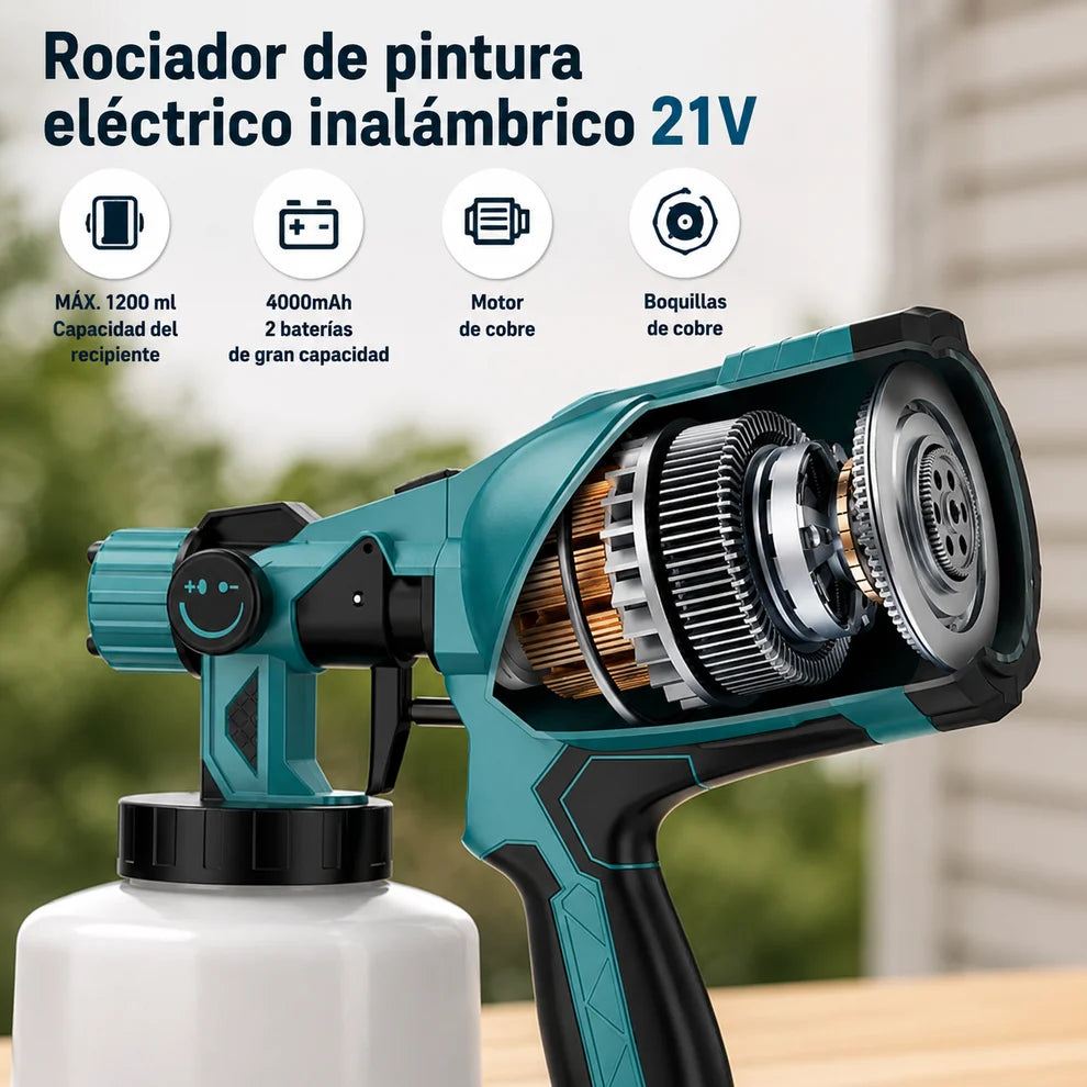 SprayMaster PRO™  Pistola de Pintura Eléctrica Inalámbrica 21V | 2 Baterías Incluidas