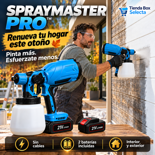 SprayMaster PRO™  Pistola de Pintura Eléctrica Inalámbrica 21V | 2 Baterías Incluidas